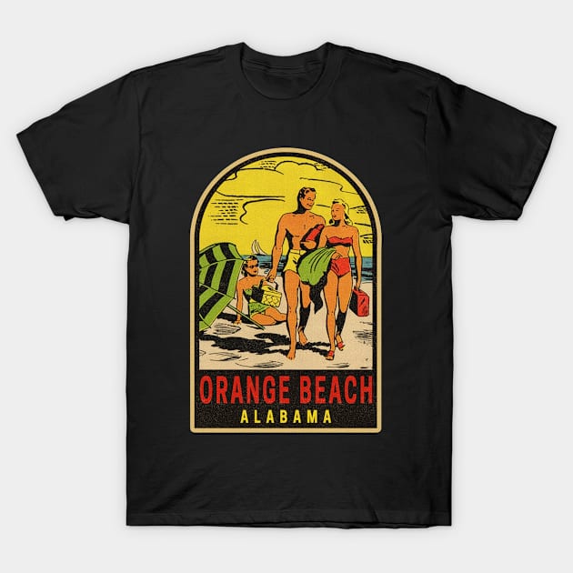 Vintage Orange Beach Alabama Travel Decal T-Shirt by anchorandhope